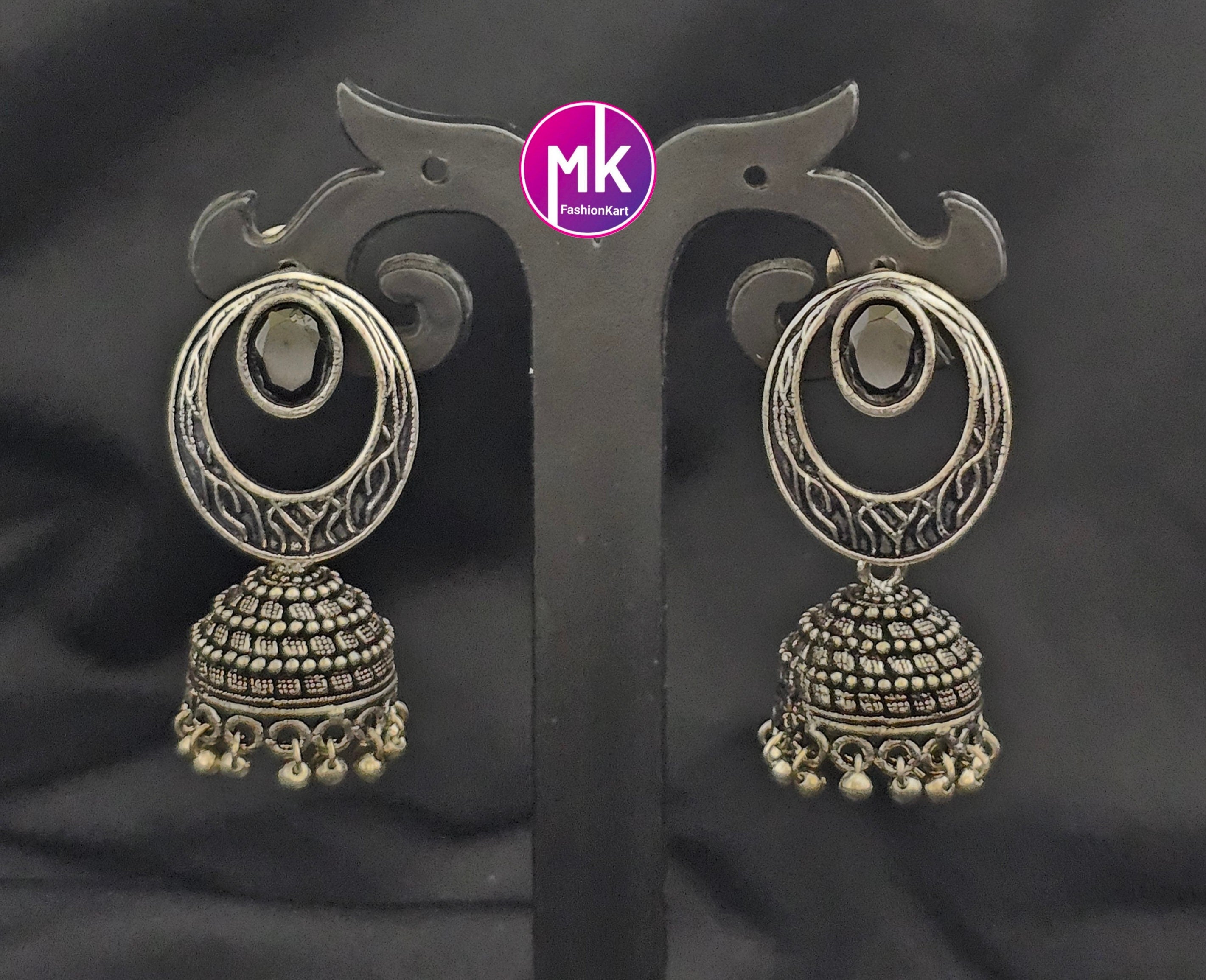 Silver Oxidized Jhumki Jhumka for Women and Girls