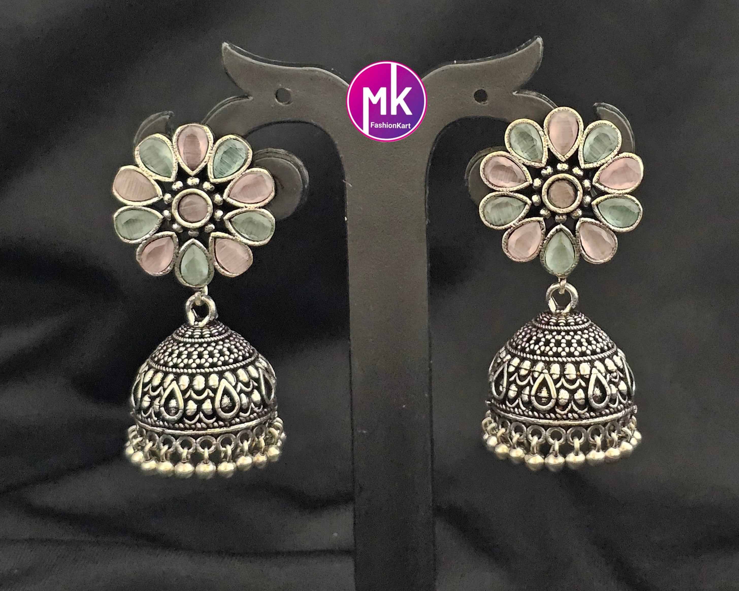 Silver Oxidized Jhumki Jhumka for Women and Girls