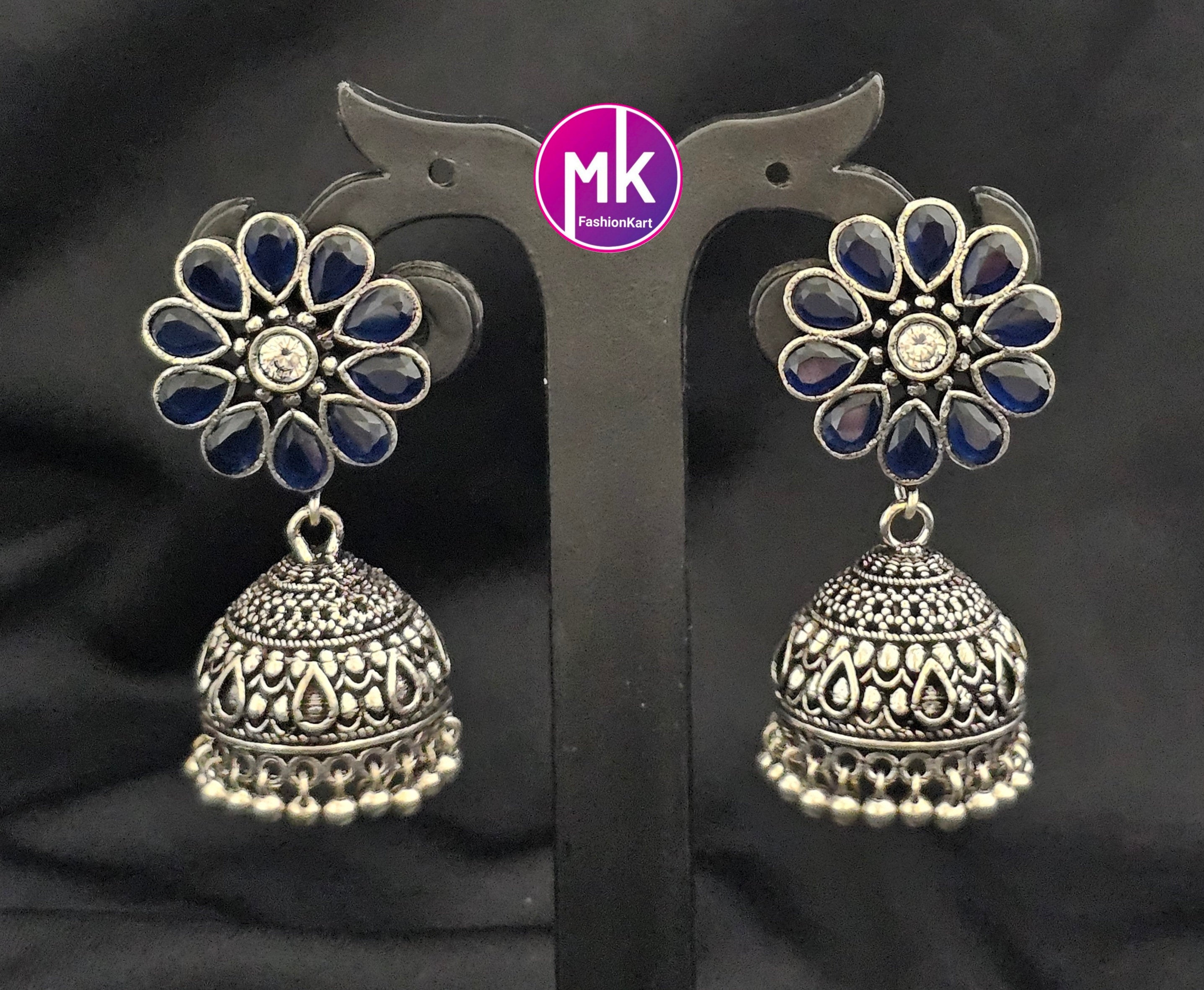 Silver Oxidized Jhumki Jhumka for Women and Girls