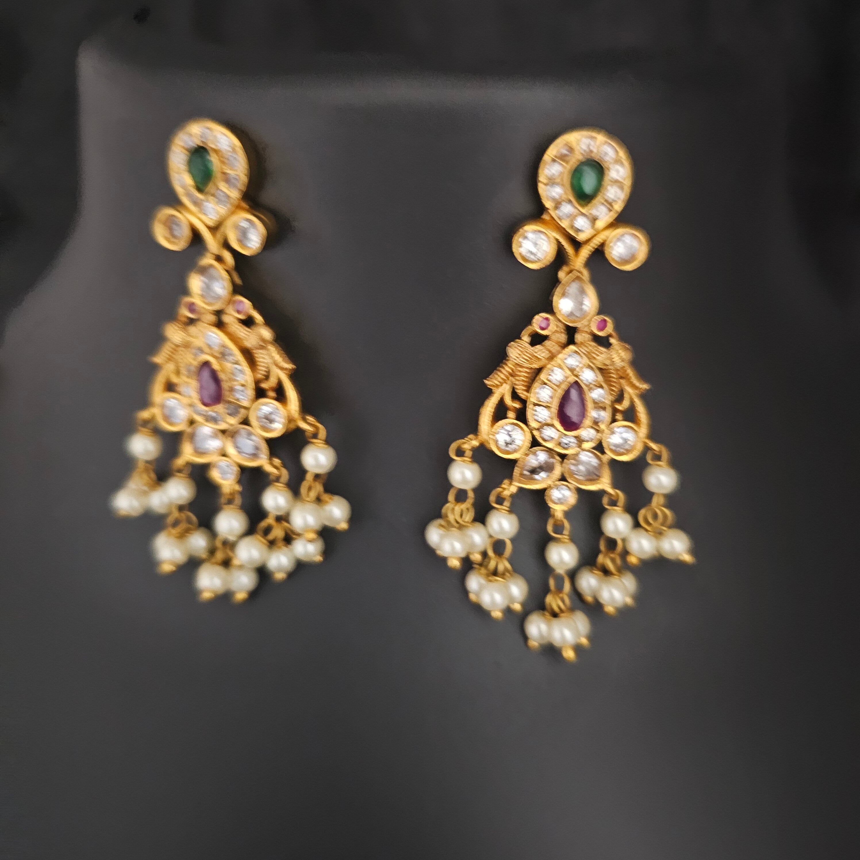 Peacock Guttapusalu Premium quality Gold Jewelry Replica Haram with matching Earrings