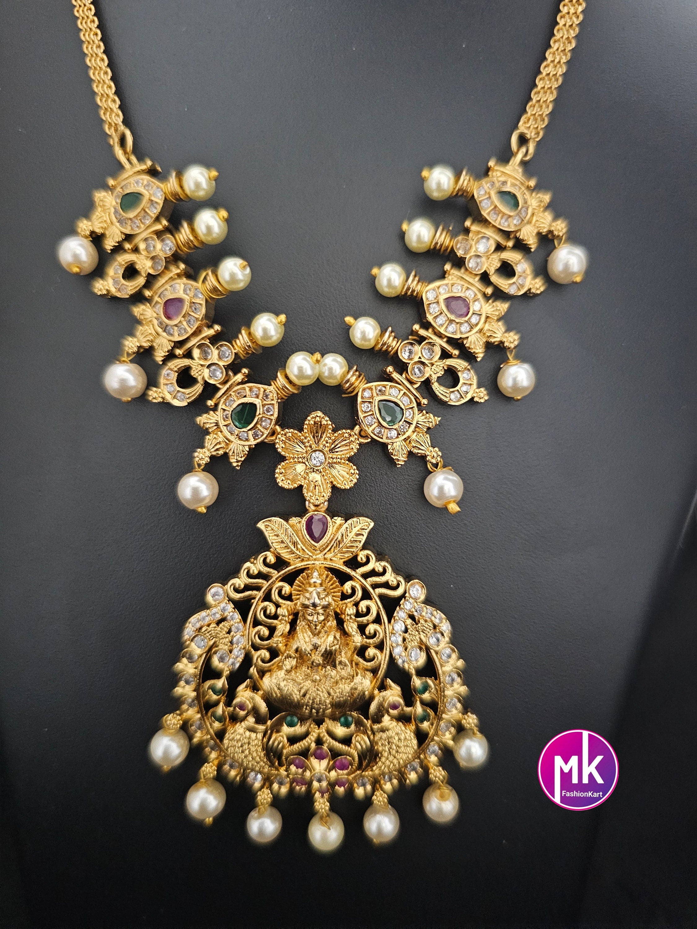 Lakshmi Premium Quality Matte gold finish Choker cum Necklace with Beautiful Earrings